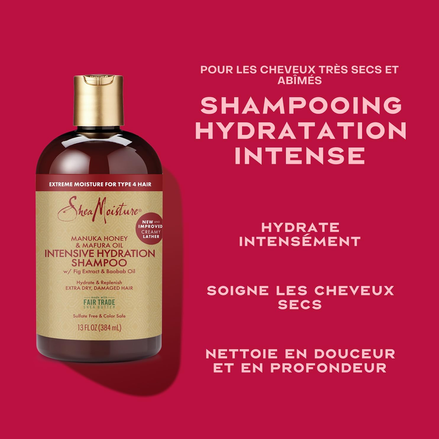 SheaMoisture - Shampooing Miel & Mafura - 384ml - Nourrissant, hydratant