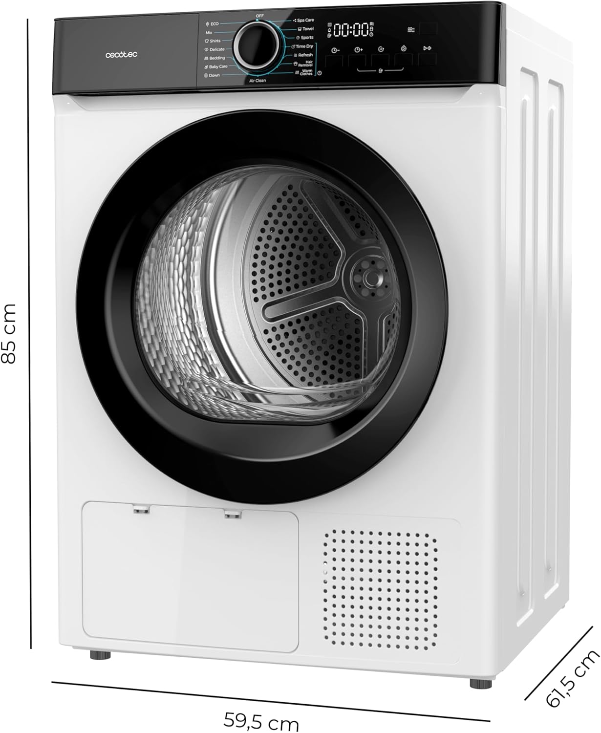 Cecotec - Sèche-linge 10kg, pompe à chaleur, 15 programmes, anti-froissage, 700W, Bolero Dresscode Dry 10180