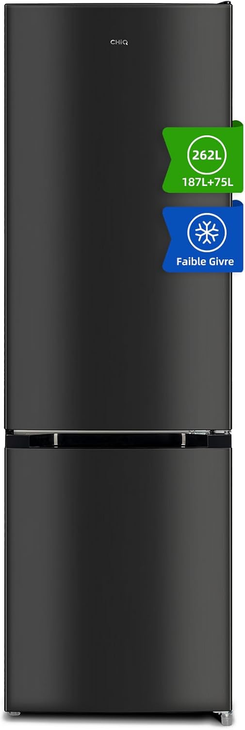 CHIQ - FBM260L - 262L bas inox, low frost, portes réversibles, 39dB