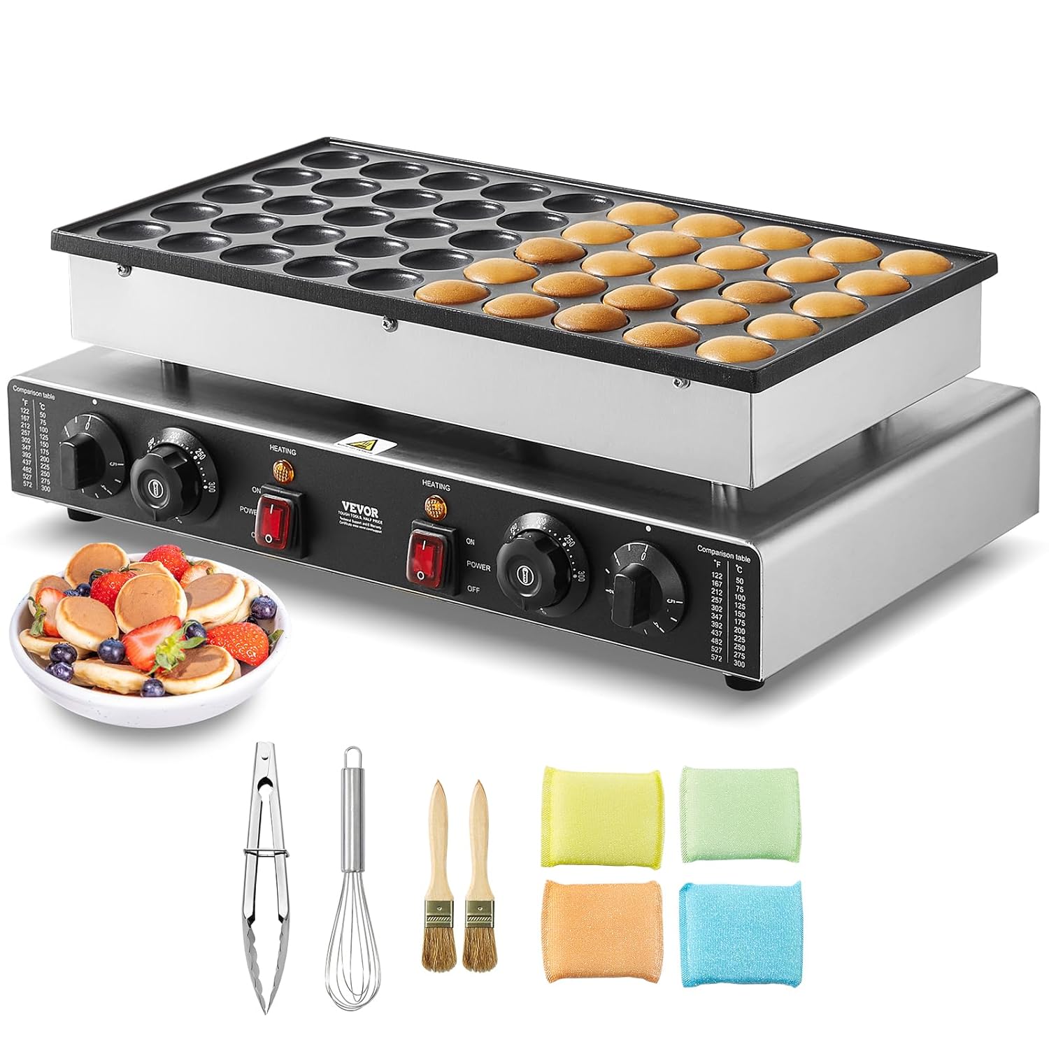 VEVOR – Appareil à Pancake, 43mm, 50 pièces, 1700W, inox, réglable
