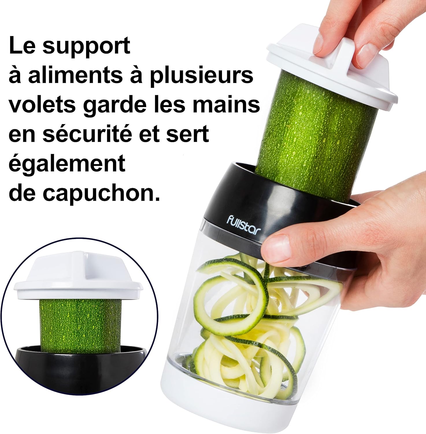 Spiraliseur de légumes manuel, 4-en-1, compact, spaghettis, multifonction