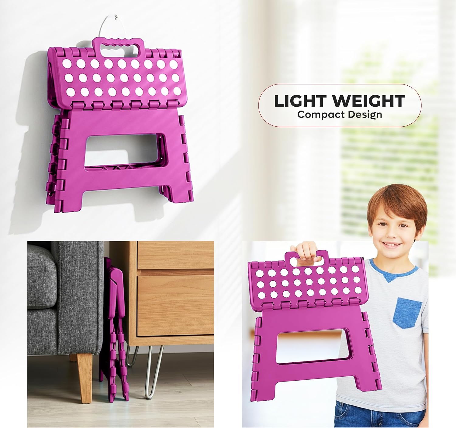 Utopia Home - Tabouret pliant série 23 cm - antidérapant, portable, charge 272 kg