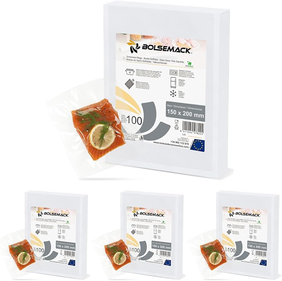 Sacs sous vide gaufrés 150x200mm - lot de 4 x 100 unités alimentaires