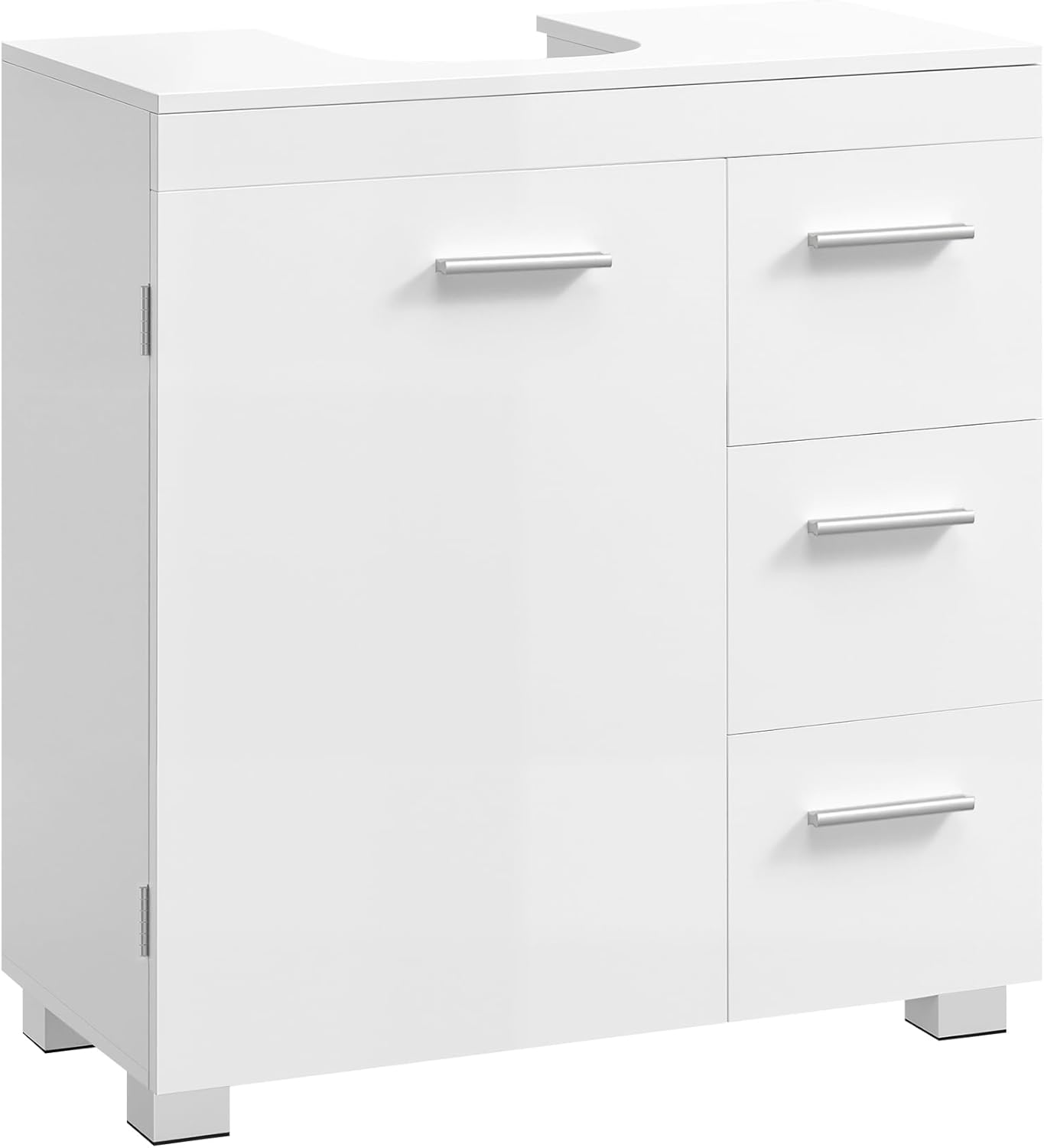 VASAGLE - meuble sous lavabo série BBK514WB01 - 30x60x64 cm - 3 tiroirs, 2 compartiments, pieds, blanc