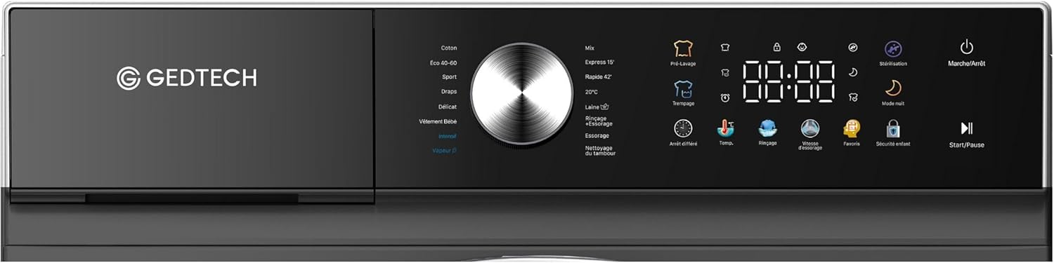 GEDTECH - Lave-linge frontal 8kg, 1400tr/mn, LED, éco, GLLPS81400DG