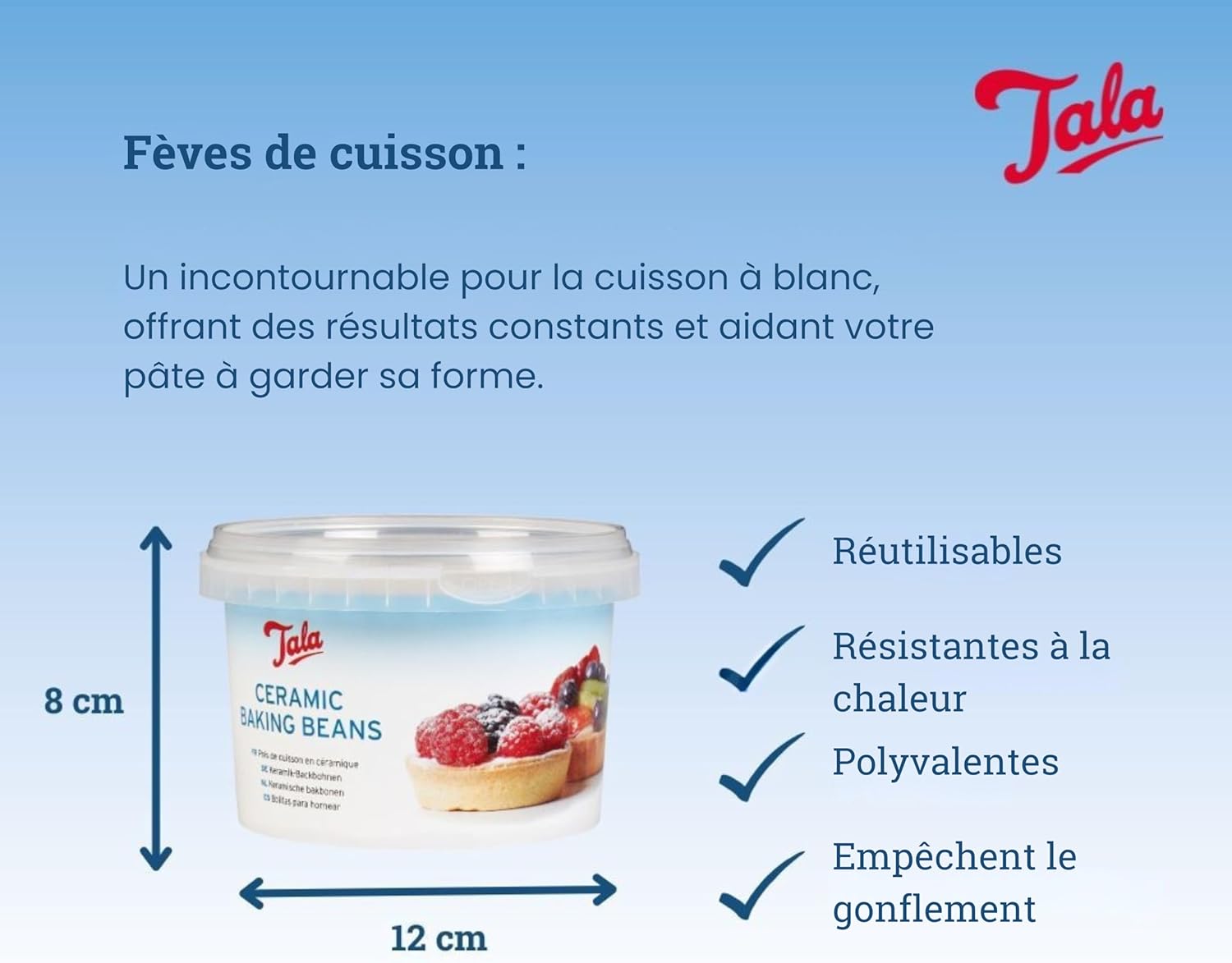 Tala - Billes de cuisson en céramique - 700g Ø32cm - réutilisables, résistantes à la chaleur