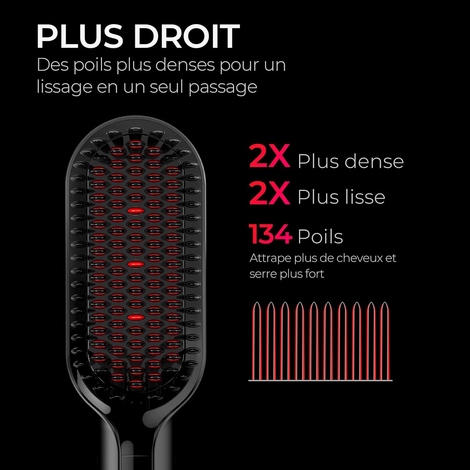 TYMO - Ionic Plus - Brosse lissante, 16 températures, LCD, anti-brûlure