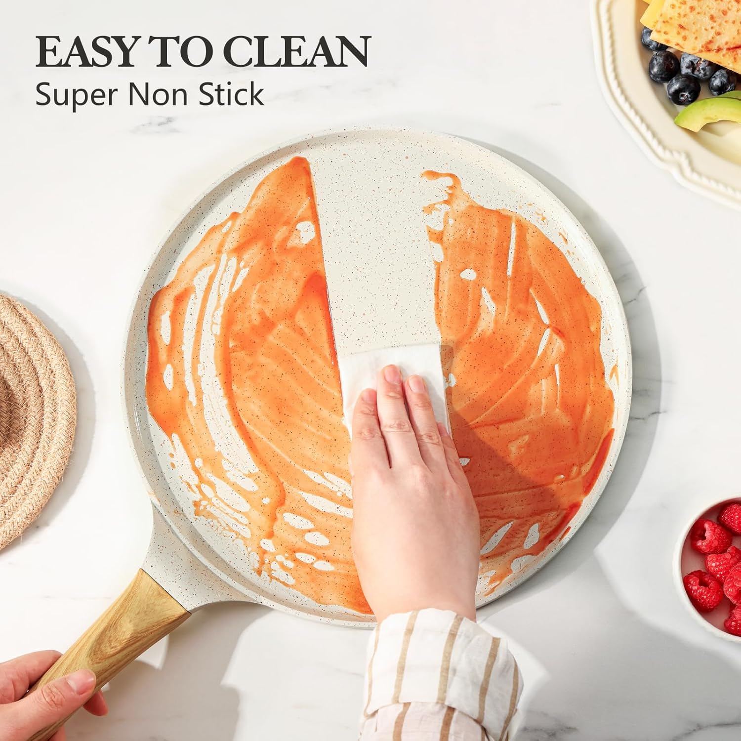 SENSARTE - Poêle à crêpes 30 cm - céramique, induction, manche ergonomique