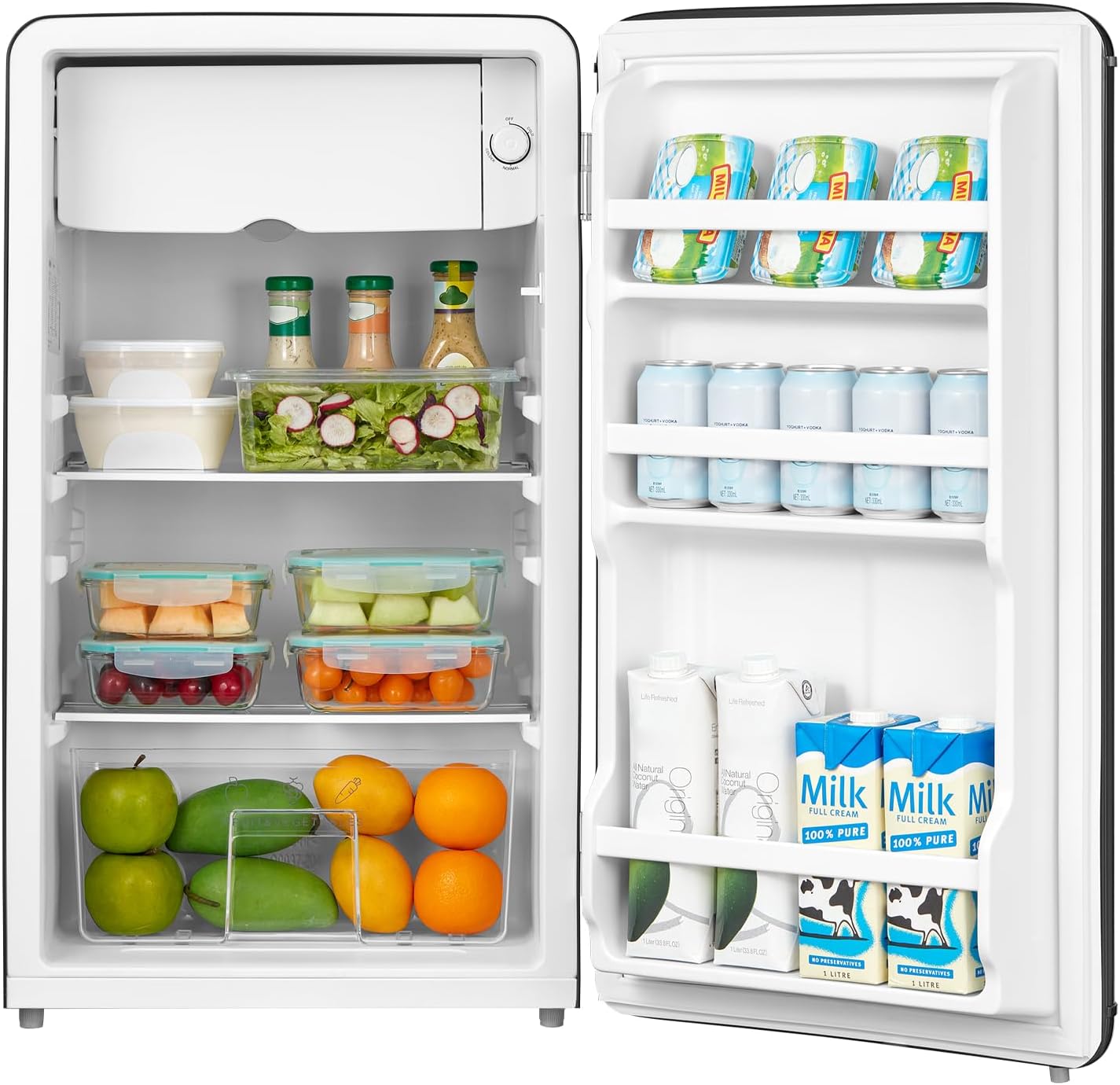 Comfee' - Réfrigérateur rétro 93L, sous-plan, LED, Noir, RCD93BL2EURT(E)