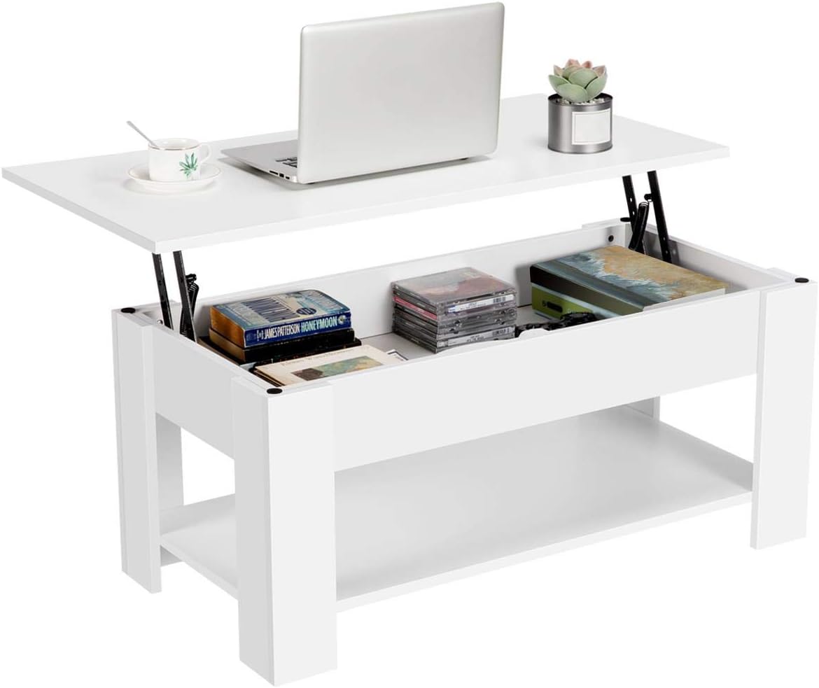 Yaheetech - Table basse avec plateau relevable, rangement, 98x50x42cm