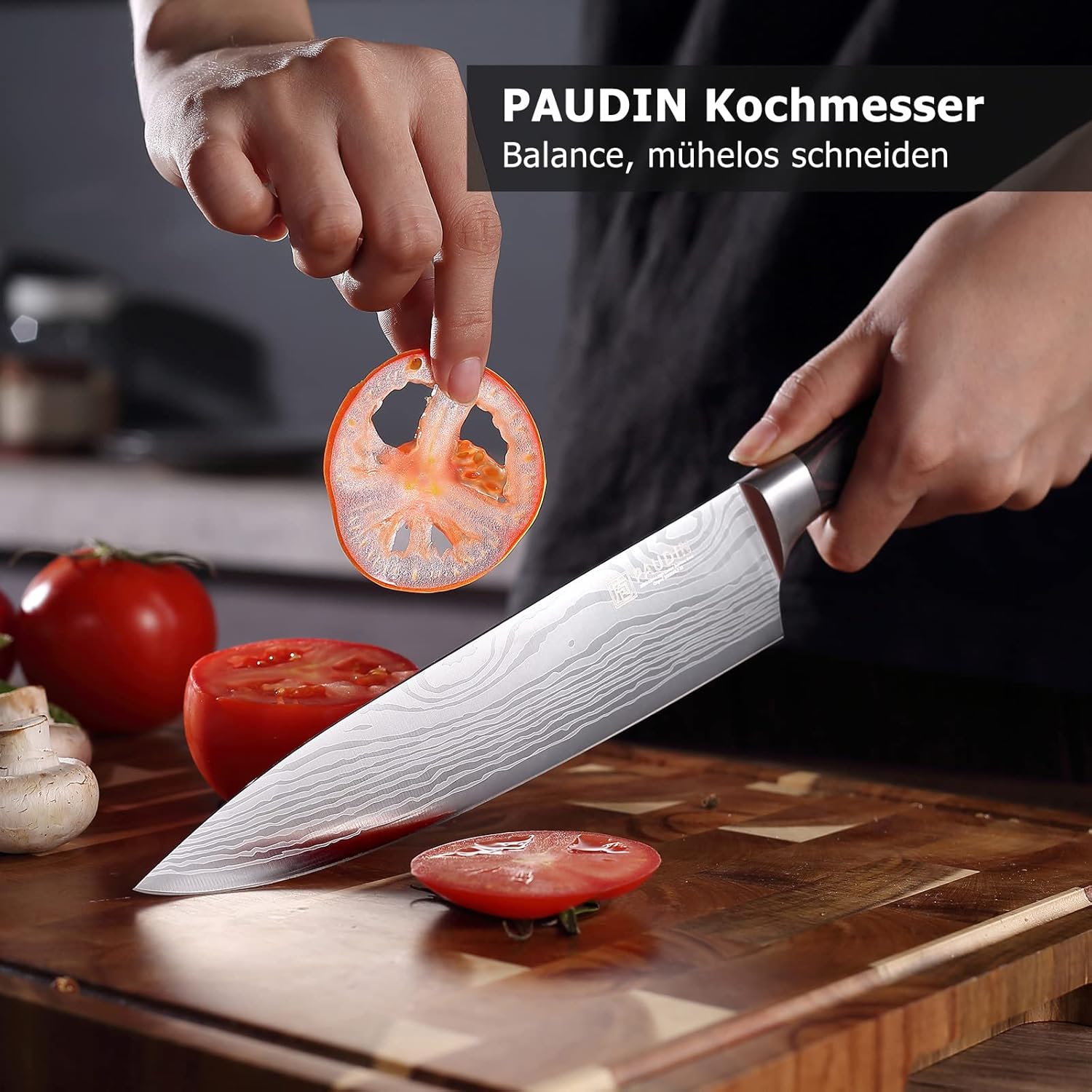 PAUDIN - Set Couteaux Cuisine Série Pro - 14 pcs - Acier Allemand, manche bois