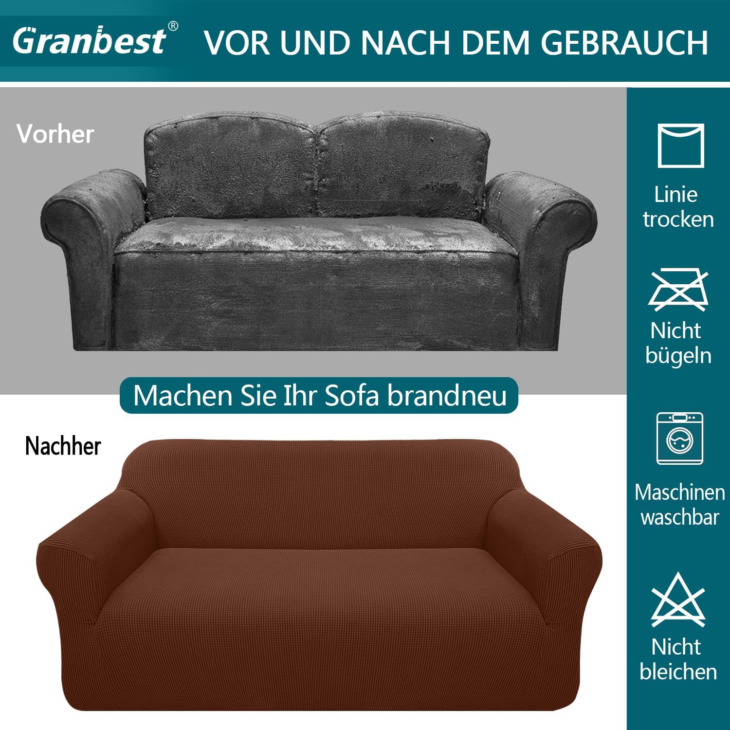 Granbest - Housse canapé Jacquard - 3 places - Protection animaux, café