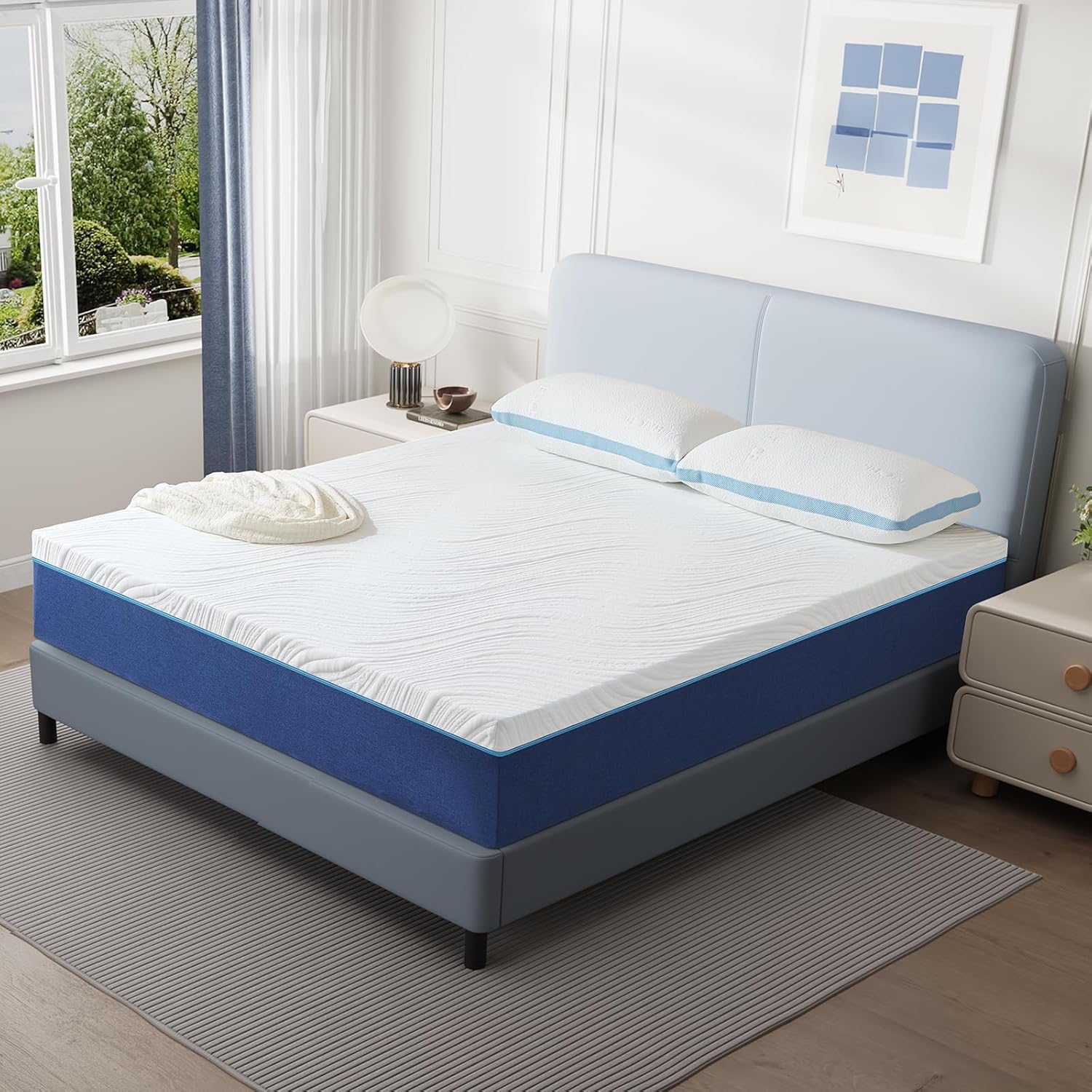 Matelas - mousse à mémoire, 90x190x16 cm, fermeté moyenne, 7 zones, réversible