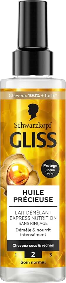 Schwarzkopf - Gliss Lait Démêlant Express 200ml - nourrit intensément, protège jusqu'à 230°C, cheveux secs