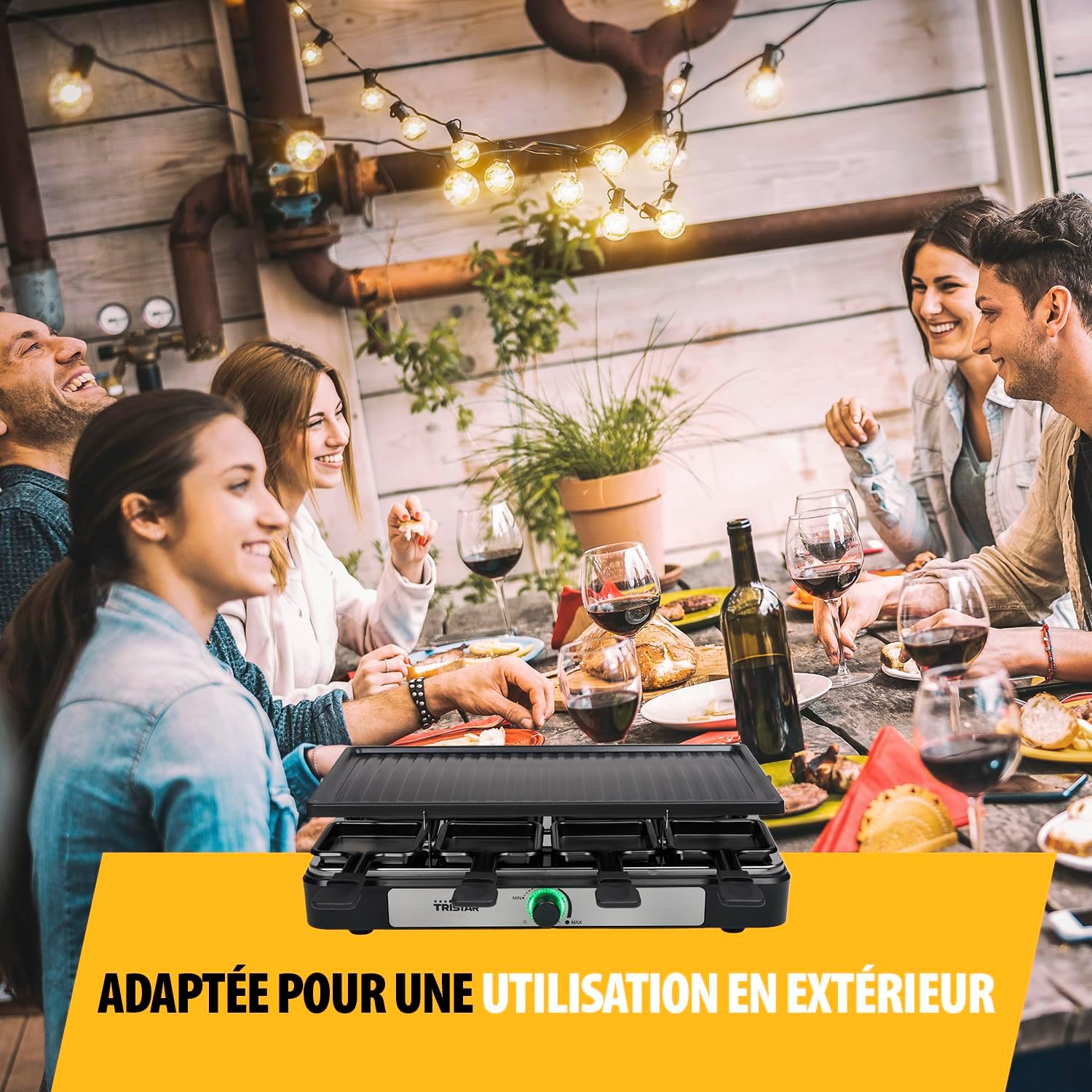 Tristar - Raclette 8 personnes, 42x23 cm, thermostat réglable, RA-2746