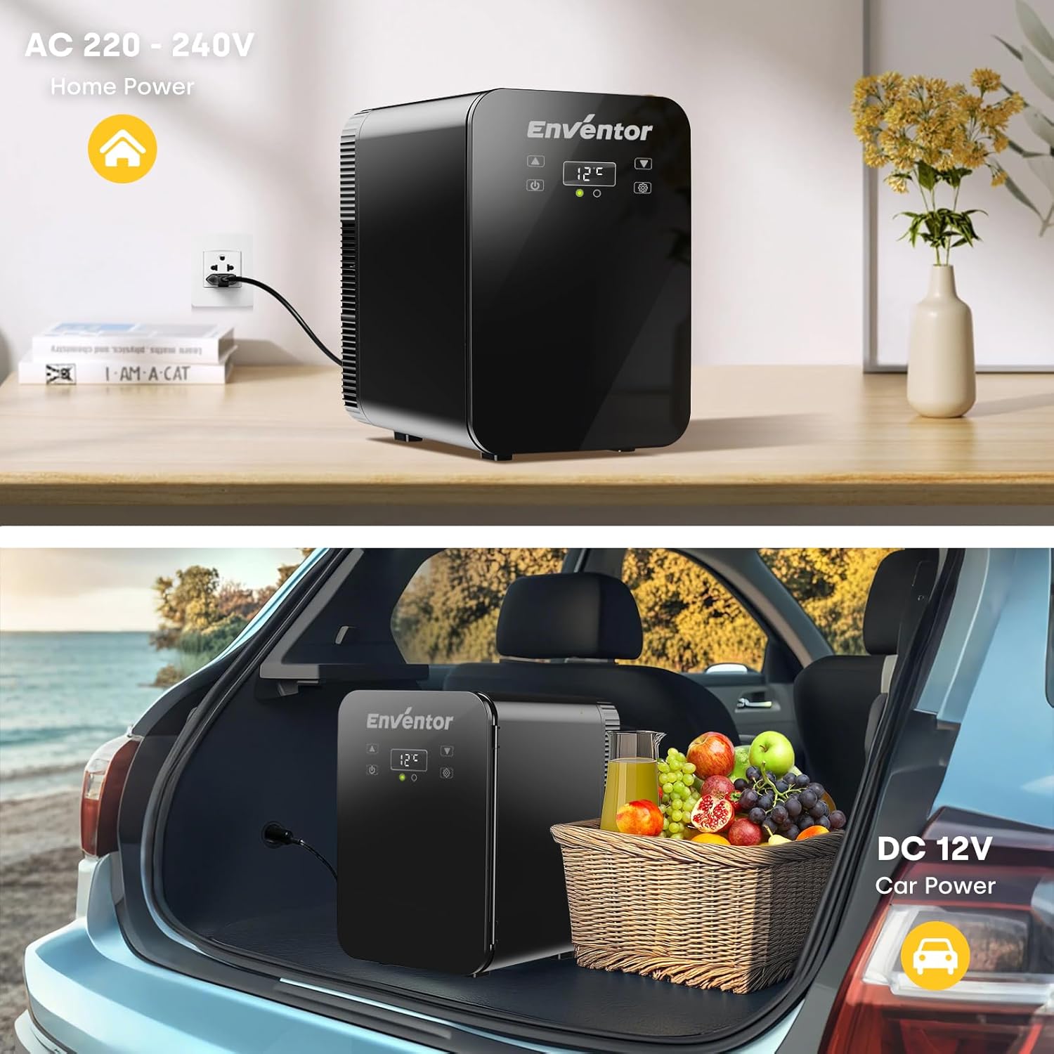 Enventor - Mini Frigo 10L - 12V/220V - Refroidissement & Chauffage