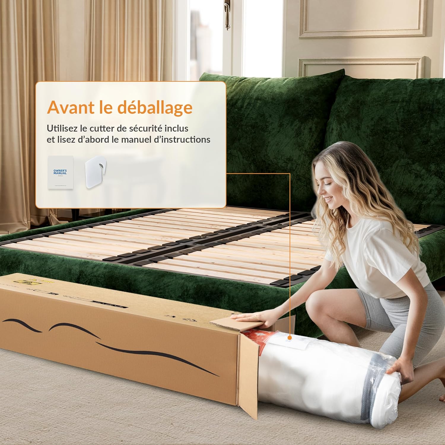 TXO - Matelas hybride 90x190 cm, 7 zones, anti-boulochage, Oeko-Tex, TXO