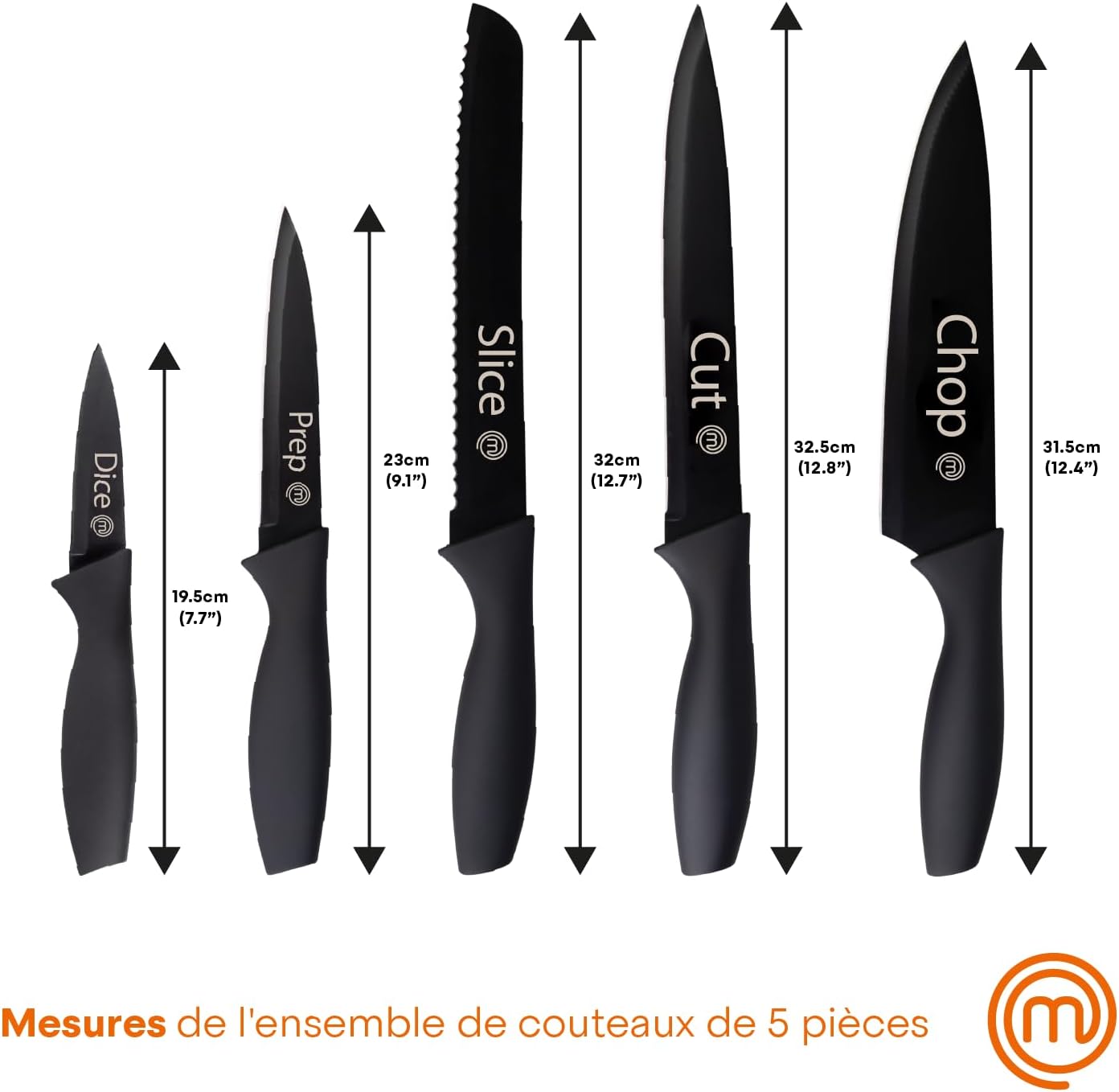 MasterChef - Set Cuisine Antirouille - 5 pièces inox poignées confortables