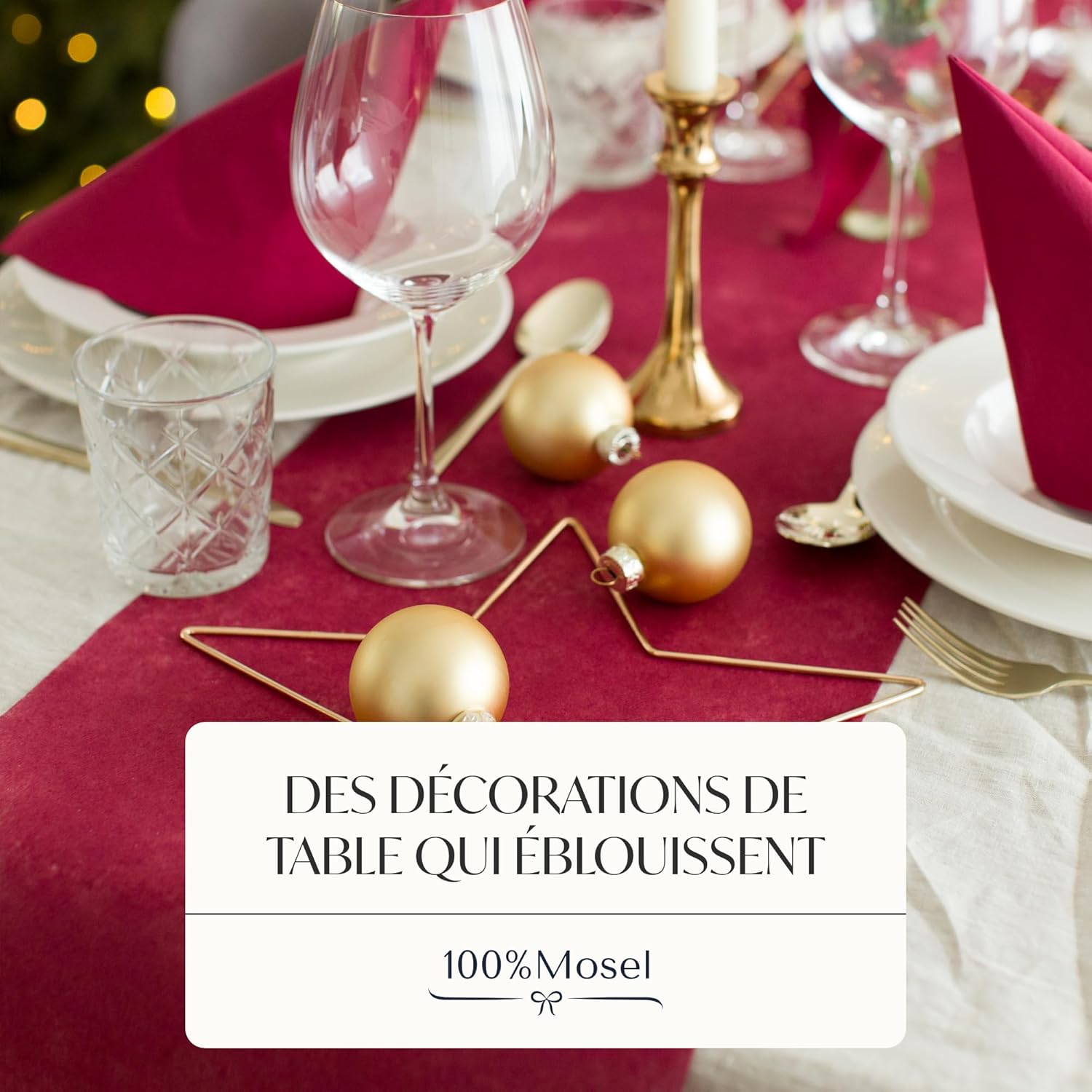 100%Mosel - Chemin de table - 30x2500cm - non-tissé rouge décoratif