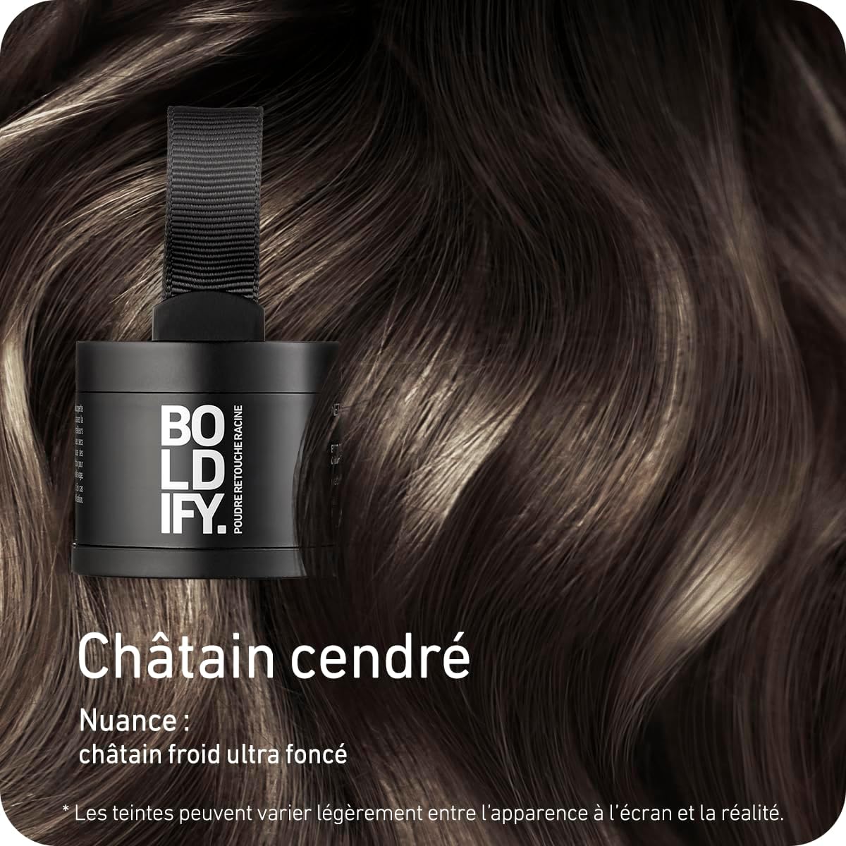 BOLDIFY - poudre de racine brun cendré - 4g - retouche racines, camoufle cheveux gris