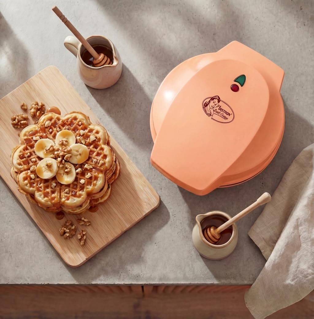 Bestron - Gaufrier rétro cœur, antiadhésif, 700W, orange