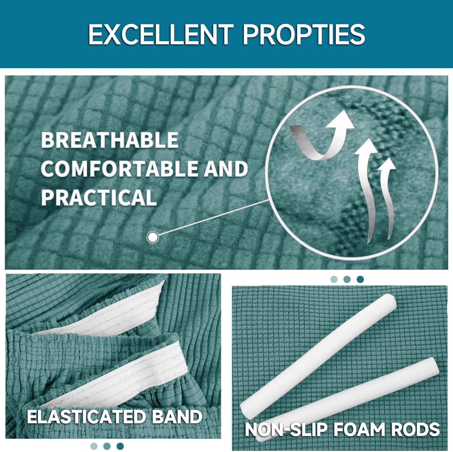 Housse canapé 1 place avec accoudoirs, extensible, bleu clair, antidérapante