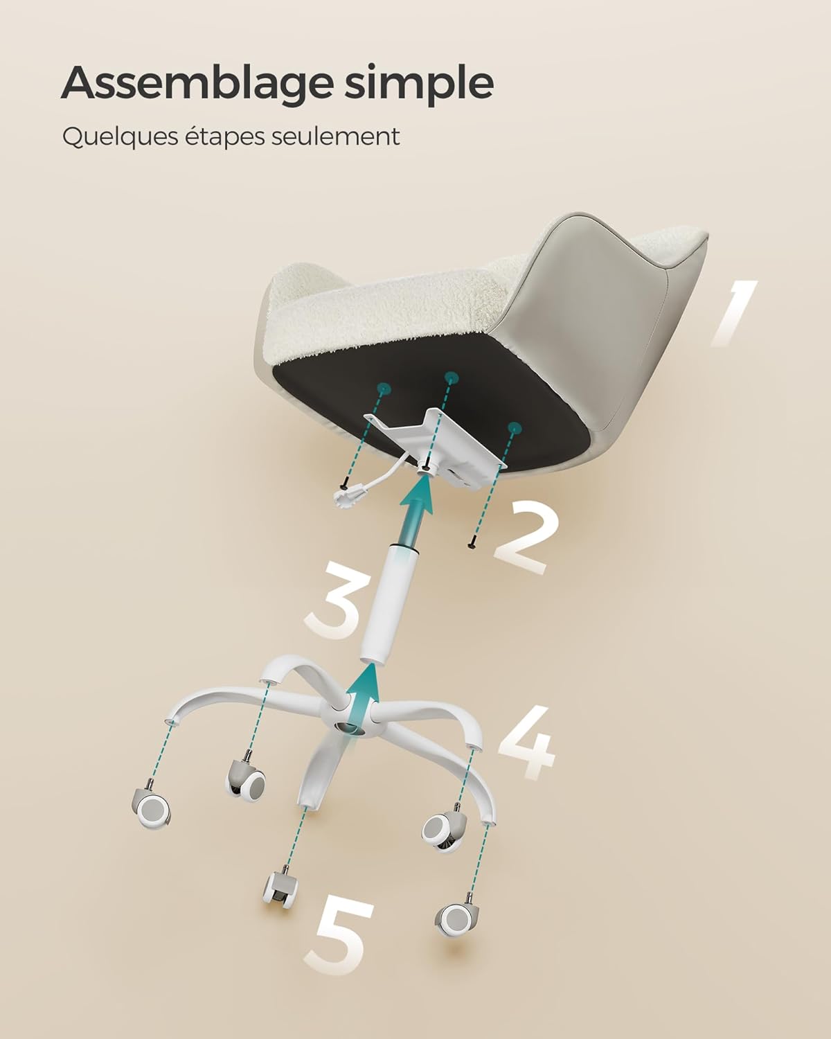 SONGMICS - chaise de bureau ergonomique, cadre acier, tissu respirant, réglable, 110kg, OBG019W01