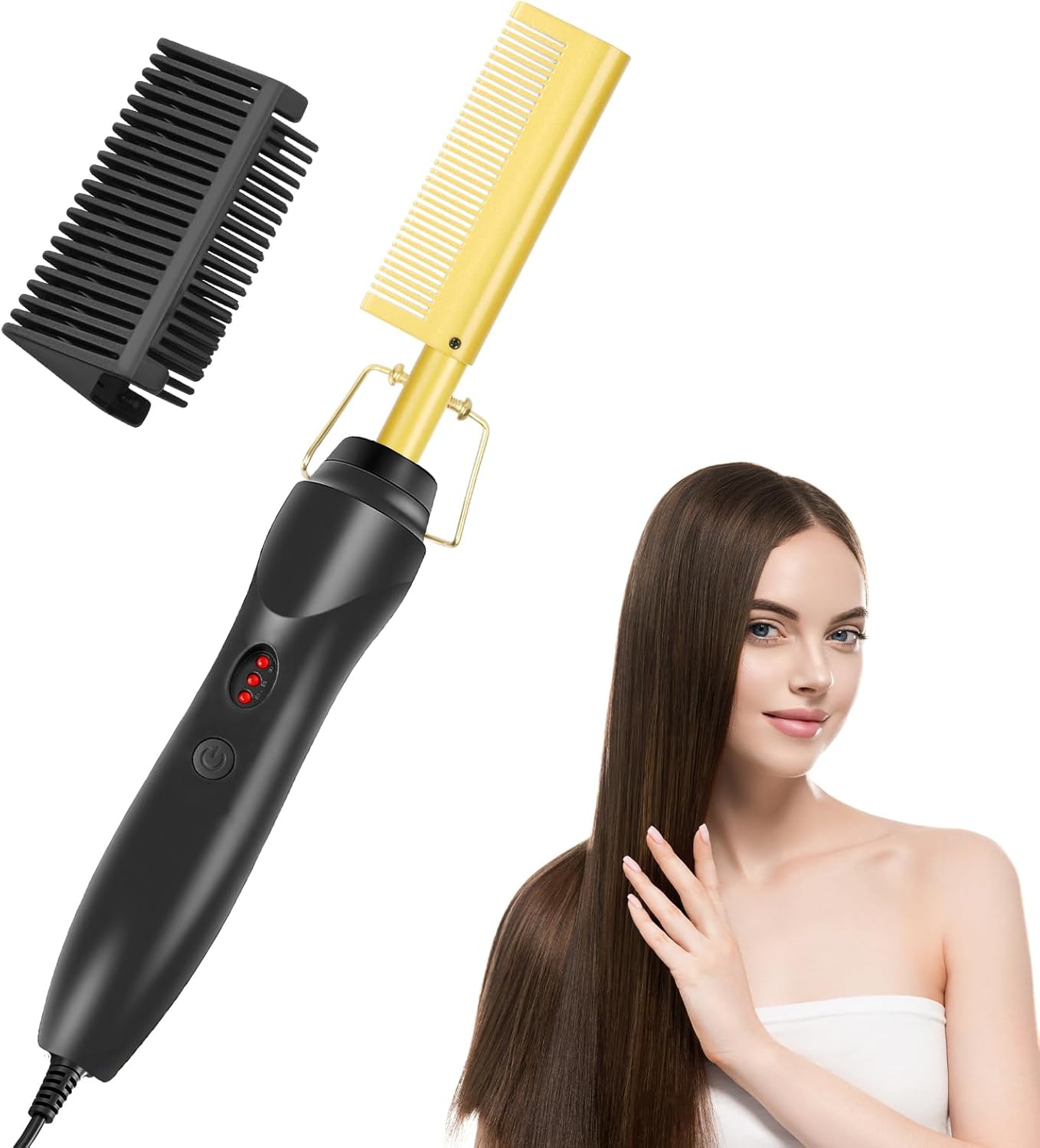 Flintronic - Peigne Chauffant 2 en 1, 180°C, céramique, barbe et perruque