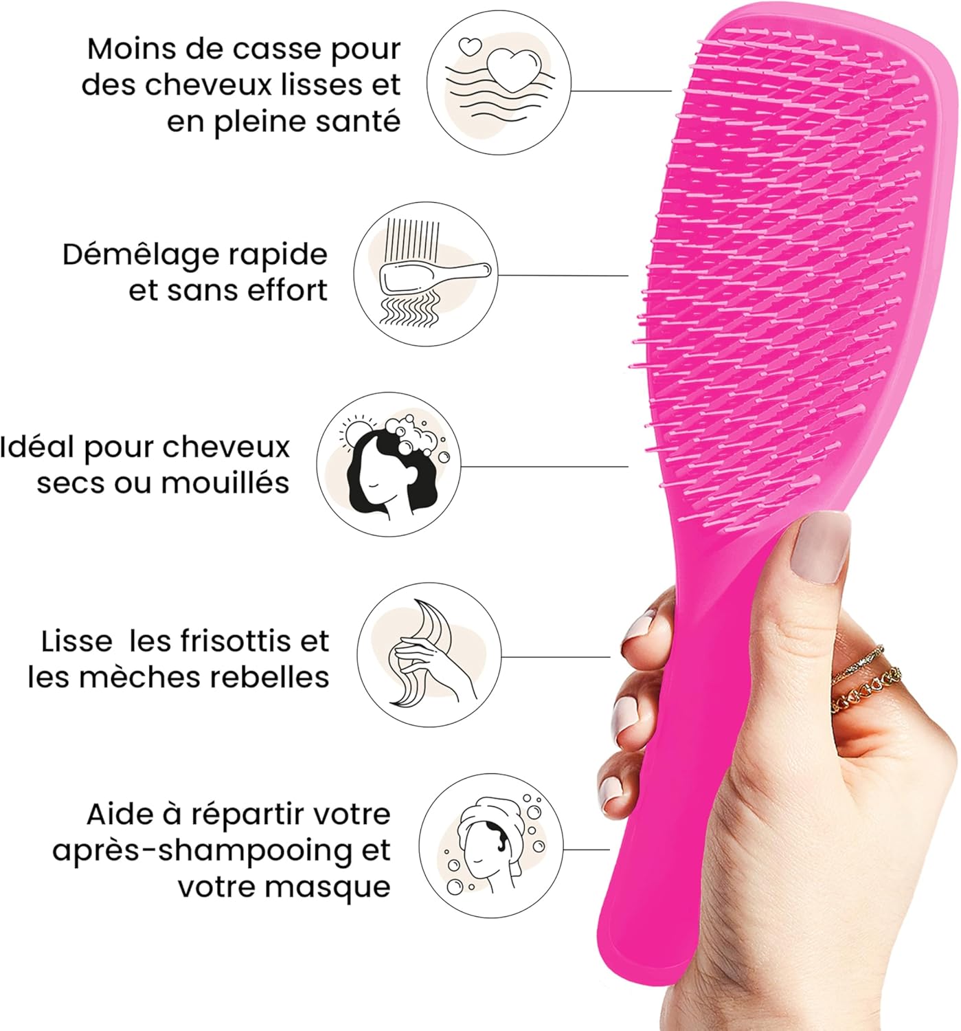 Tangle Teezer - Ultimate Detangler - picots deux niveaux, démêle sans casse, cheveux secs ou mouillés, 25x6 cm