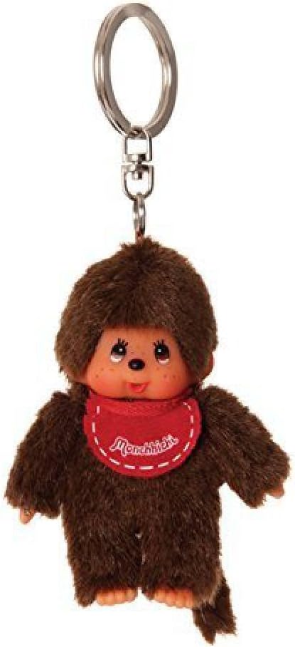 Sekiguchi - Monchhichi Original - 10 cm - Peluche marron, porte-clés, bavoir