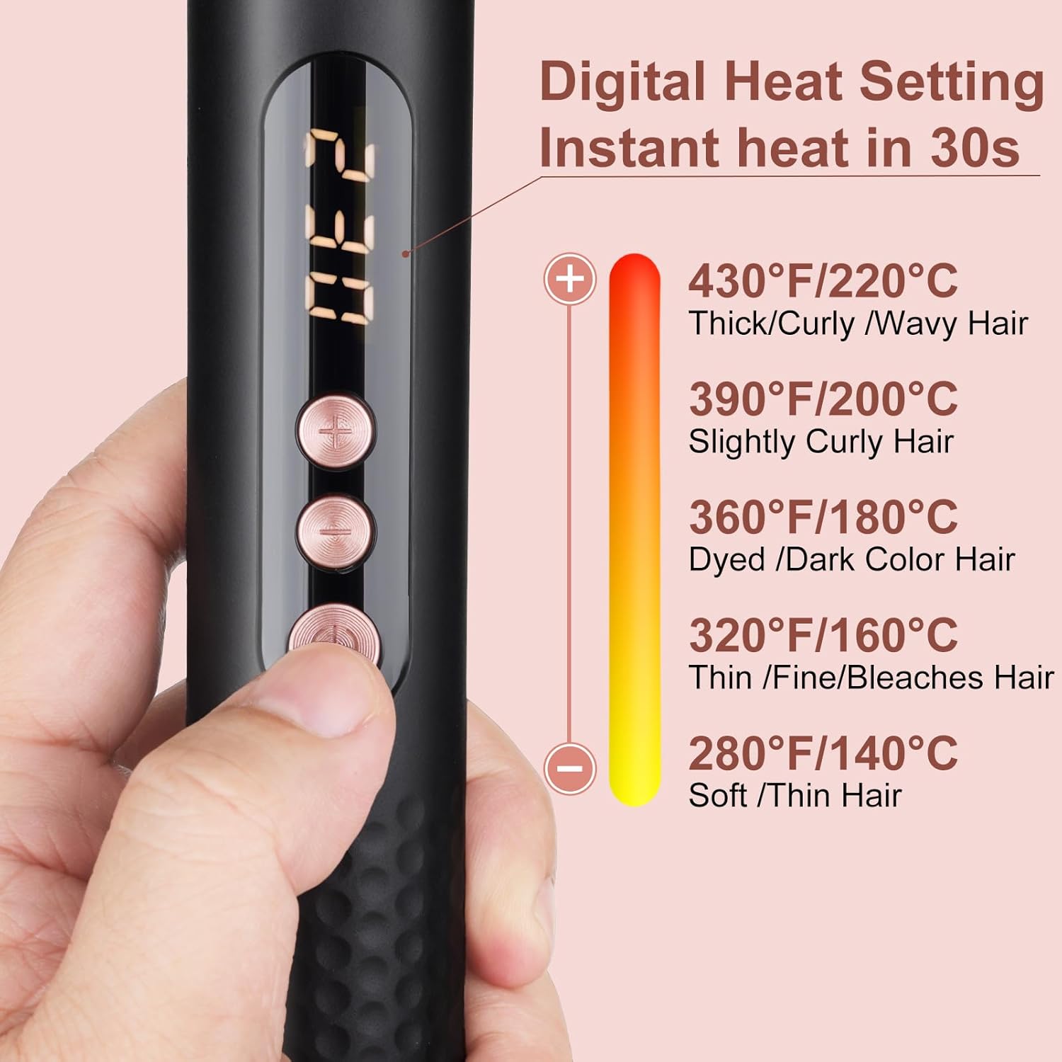 Boucleur cheveux céramique 9-32mm, écran LCD, 3 en 1, grosses vagues