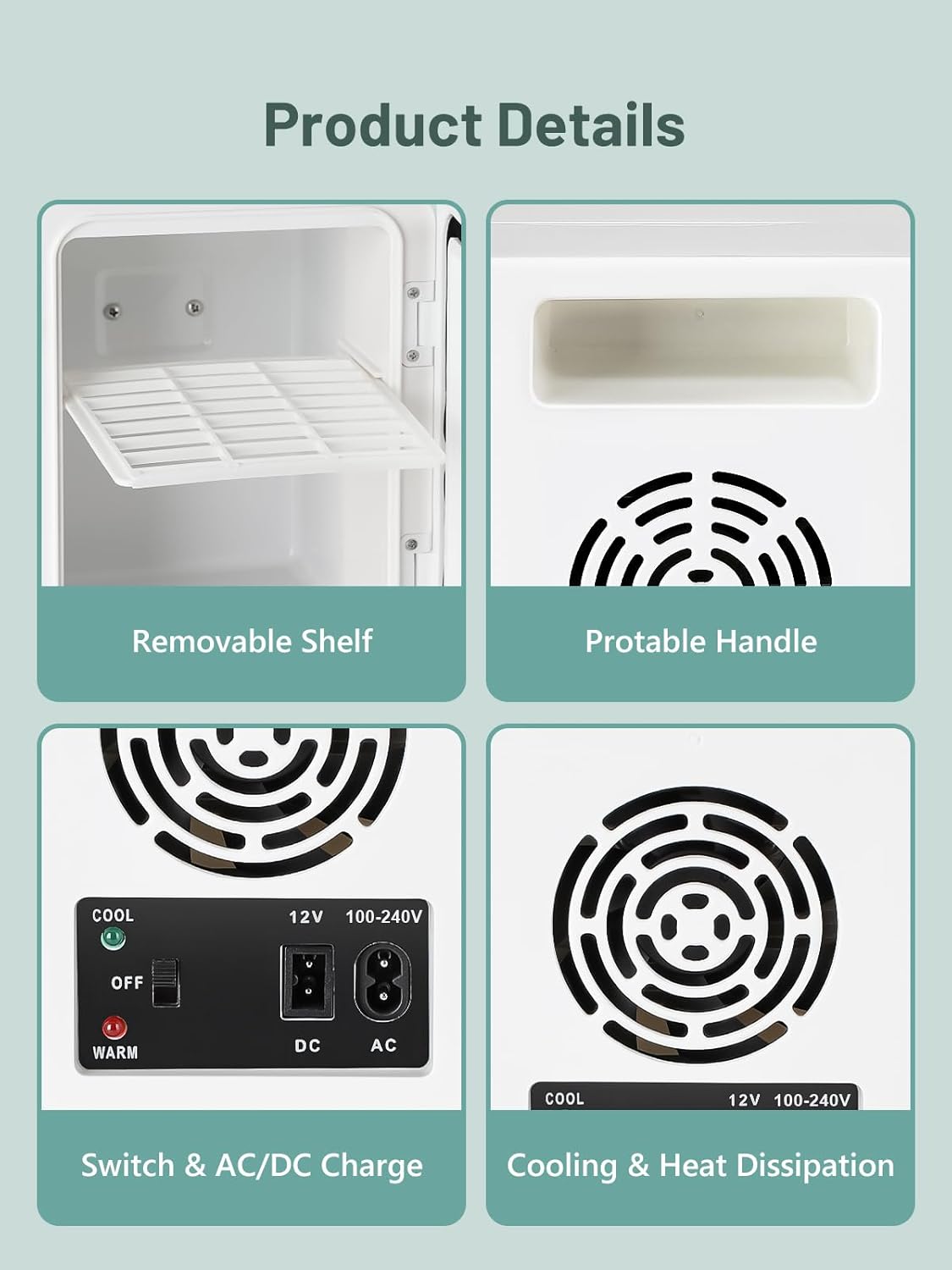 VINATO - Mini frigo 4L - compact, portable, AC/DC, chambre, voiture