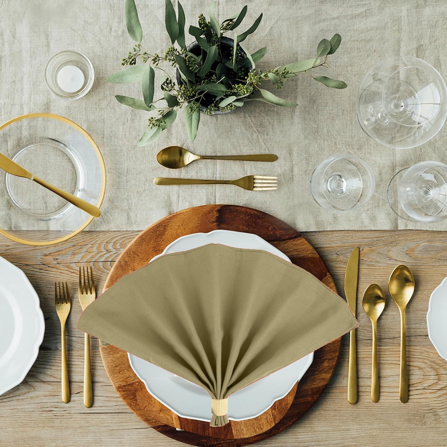 Sweet Needle - serviettes de table lot de 12 - 45x45cm coton épais coins arrondis