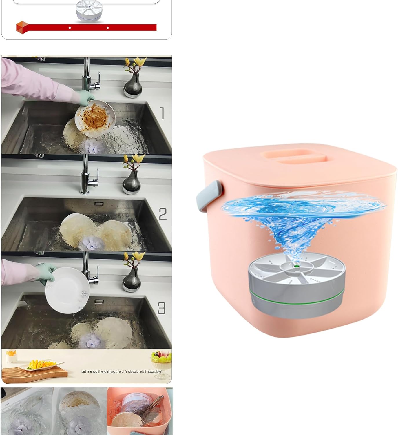 Machine à laver automatique portable - compact, sans fil, cuisine, légumes