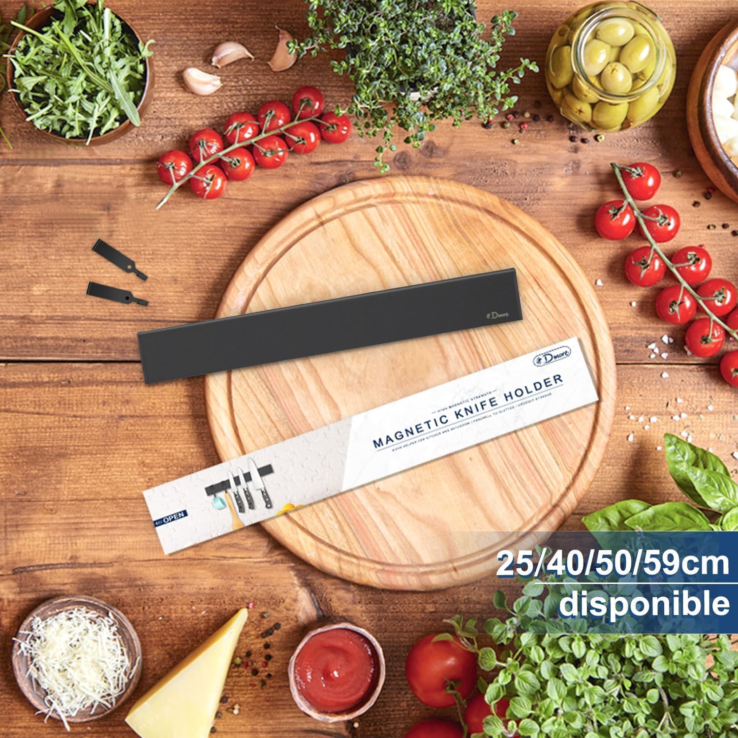 Dmore - barre magnétique série 30 cm - support puissant, 2 crochets, montage adhésif ou vis