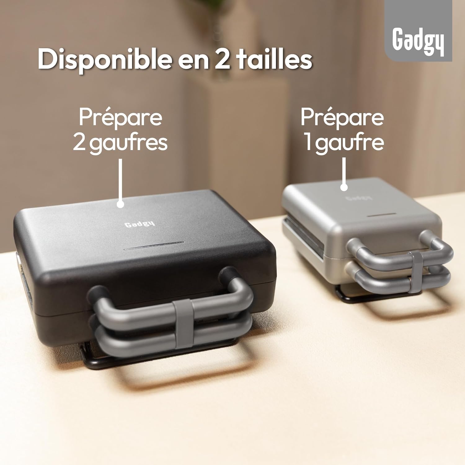 Gadgy - 2 en 1 Gaufrier Croque-Monsieur - compact - plaques antiadhésives, thermostat, rangement vertical