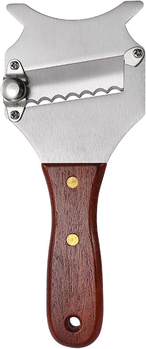 Trancheuse à truffes inox, poignée bois, lame réglable, trou suspendu, Tokaneit