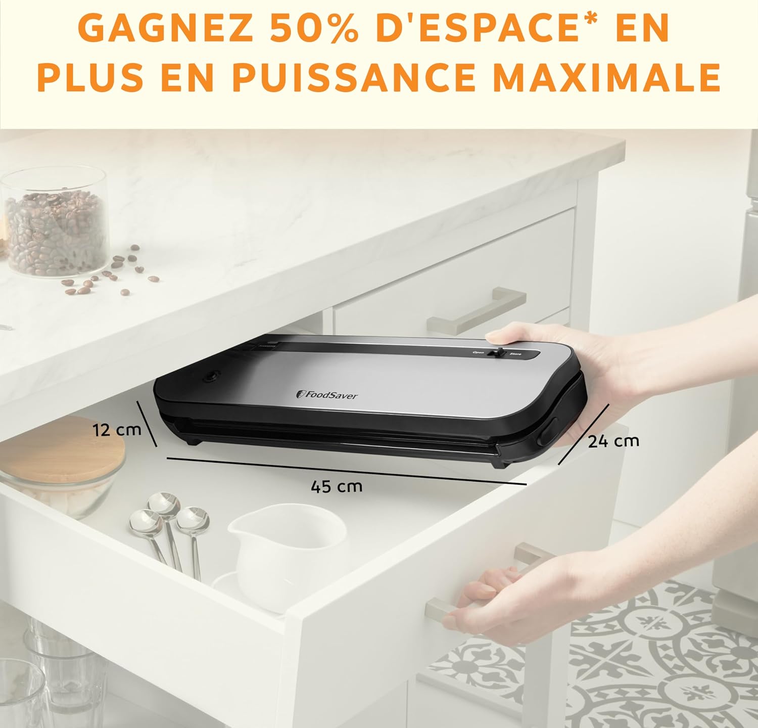 FoodSaver - emballeuse sous vide compacte - 28cm - fraîcheur 5x longue, packs inclus VS1290X