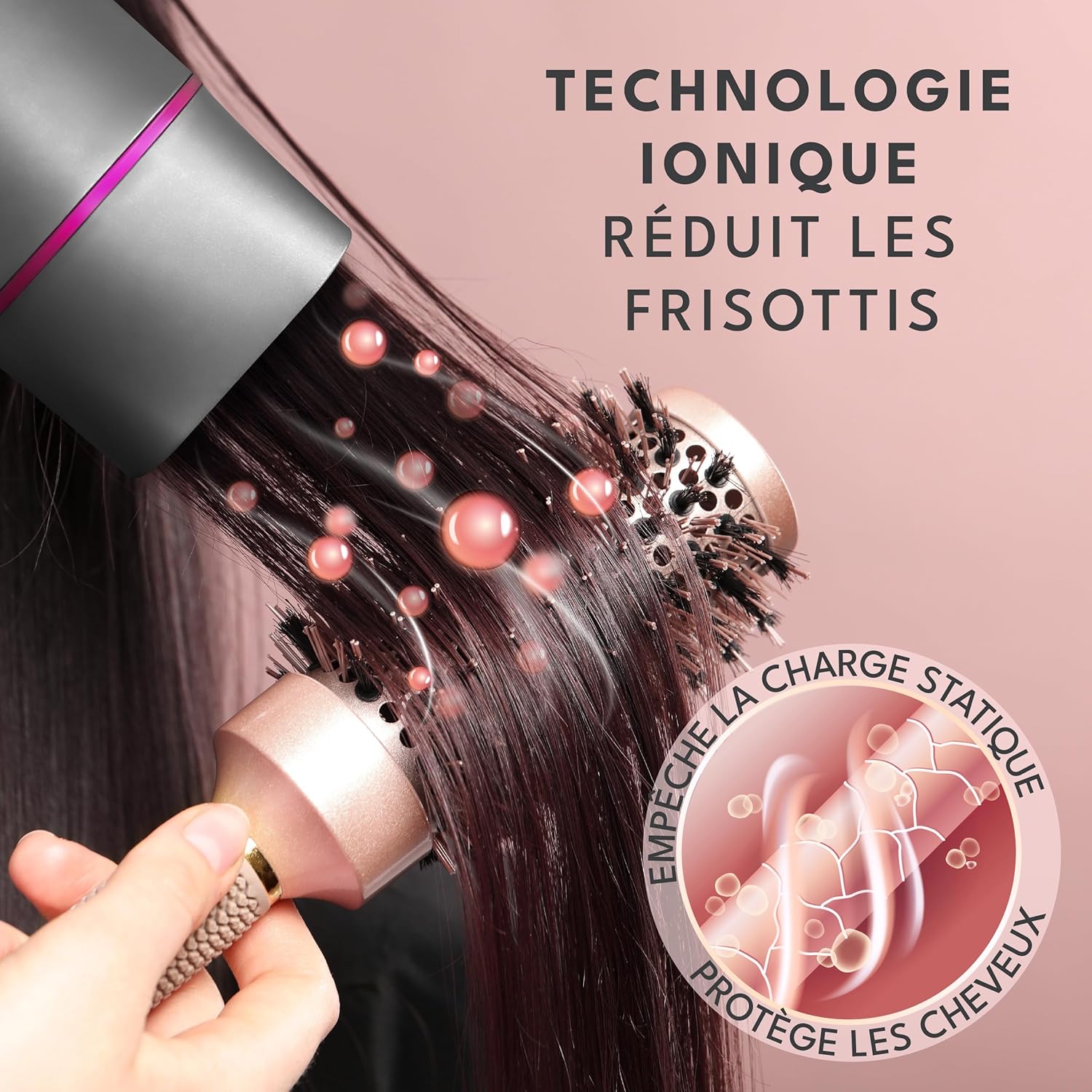 LEBENLANG - Sèche-cheveux ionique pliable 2100W, air froid, anti-fourches, Gris Seche Cheveux Ionique 2100W