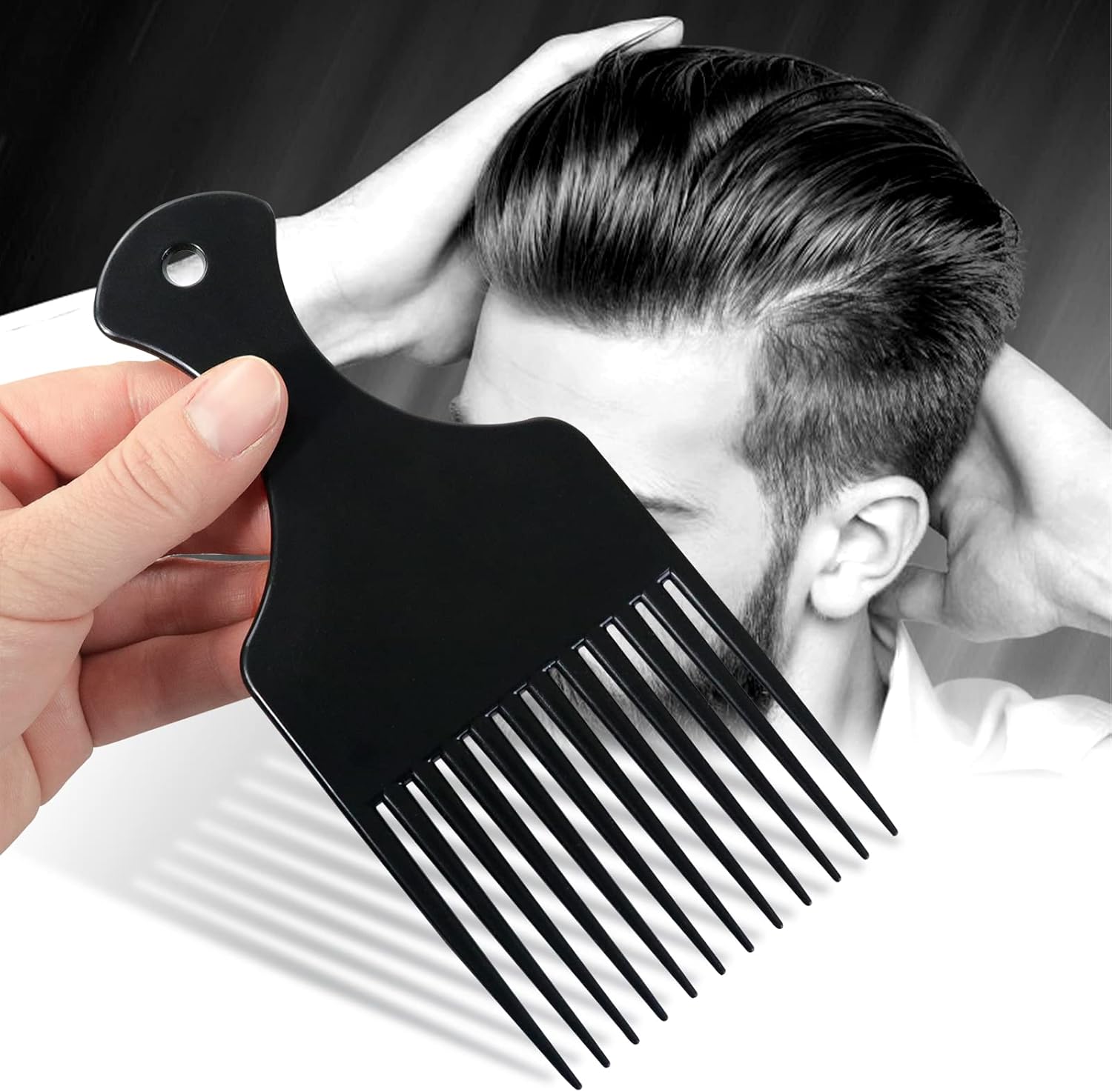 Peigne afro - dents larges, plastique - lot de 2 - idéal cheveux bouclés