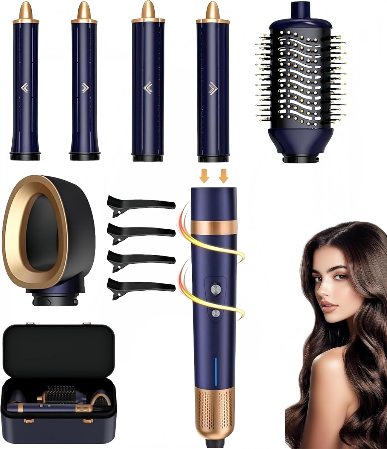 Brosse soufflante 6-en-1, ions, haute vitesse, séchage, bouclage