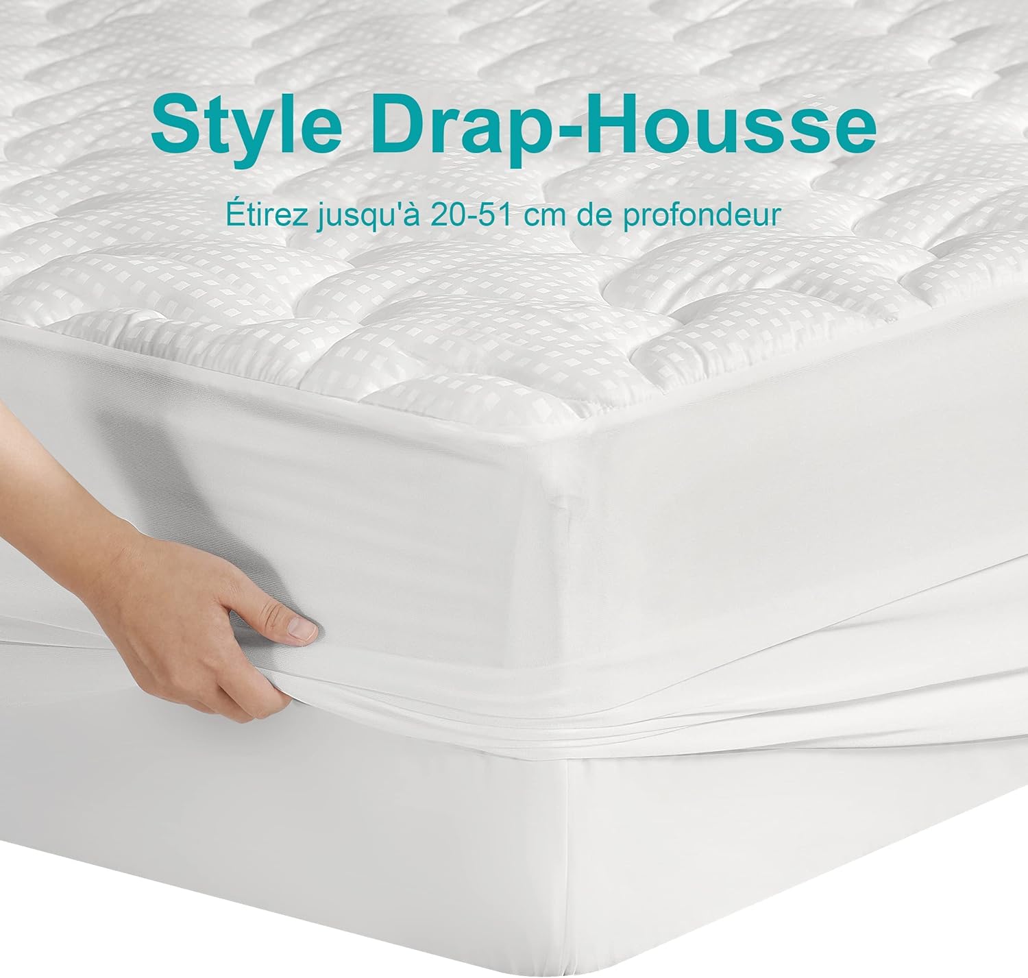 Surmatelas - Microfibre respirant, bonnet 25cm, 90x190 cm, blanc