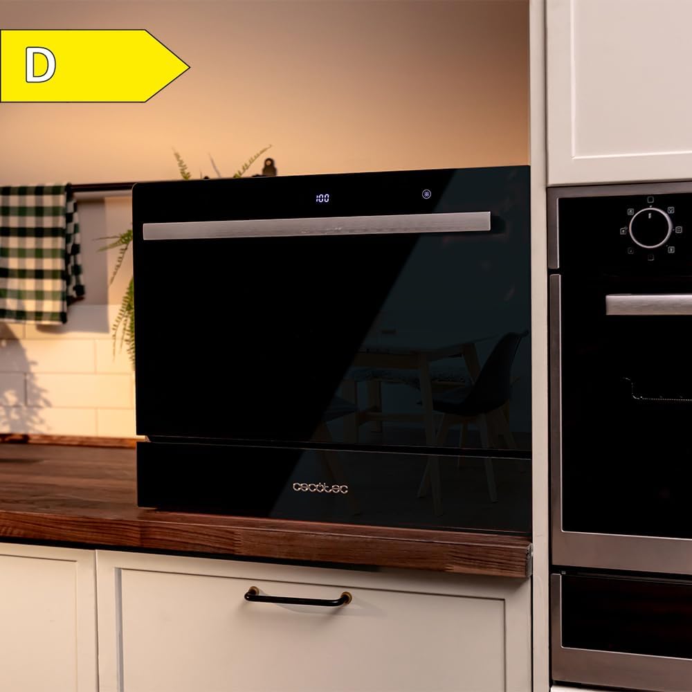 Cecotec - Bolero Aguazero 2400 - compact, 6 couverts, écran tactile, 5 programmes, verre noir