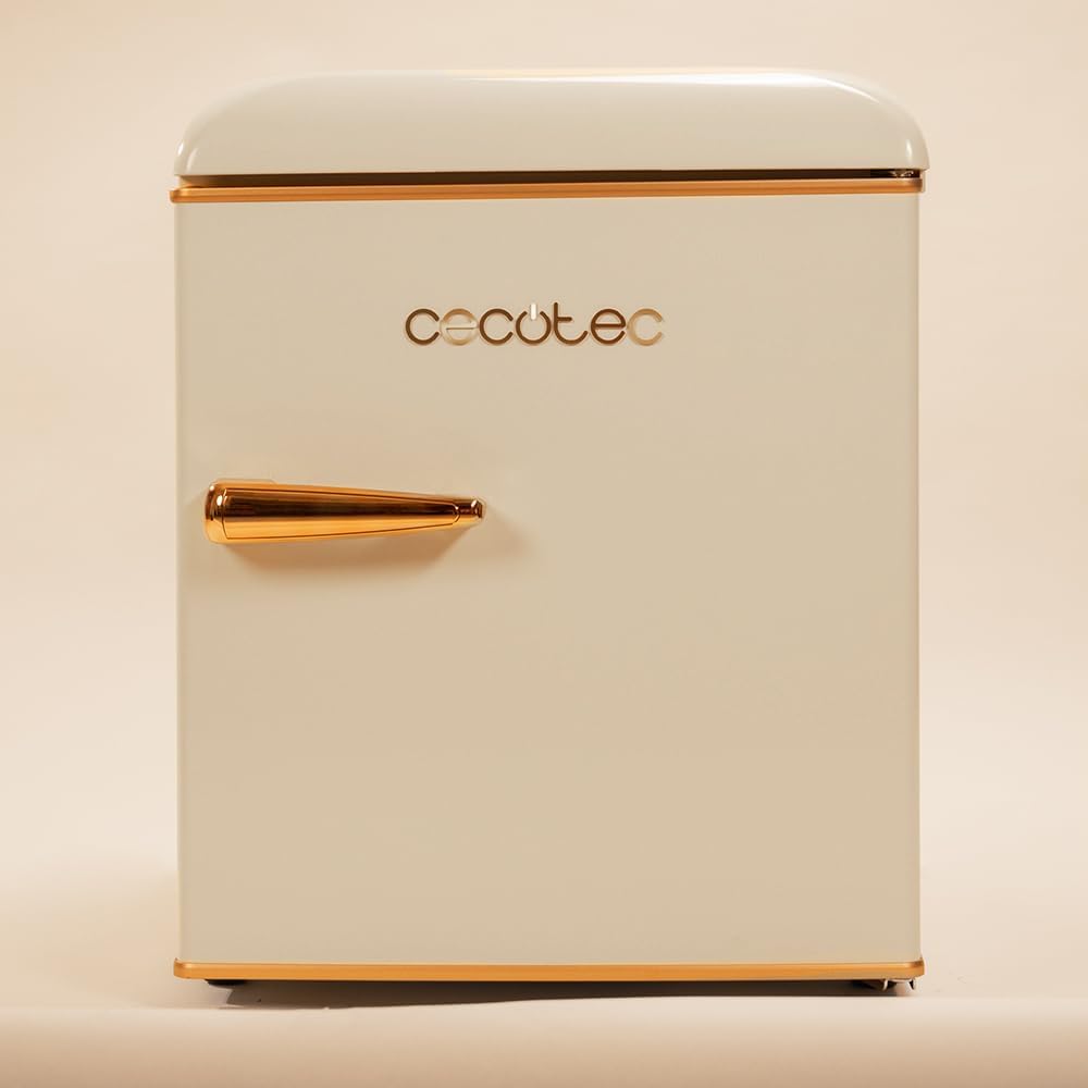 Cecotec - Mini Frigo Bolero CoolMarket TT - 55x44,7cm - Classe E, bac à glace, poignée chromée, beige