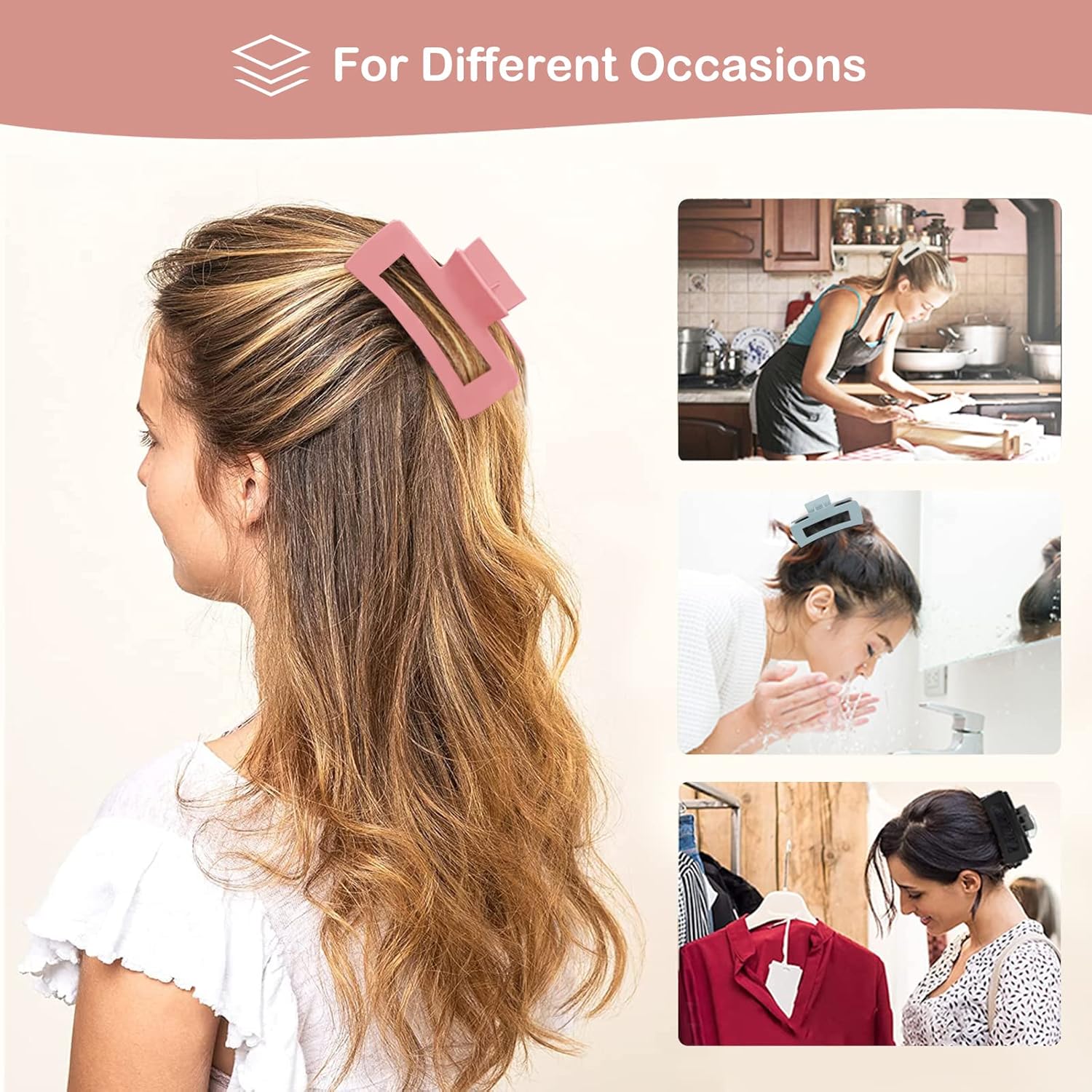 Kavya - 6 Pinces à cheveux - 10,5cm - antidérapantes, pince crabe, épais