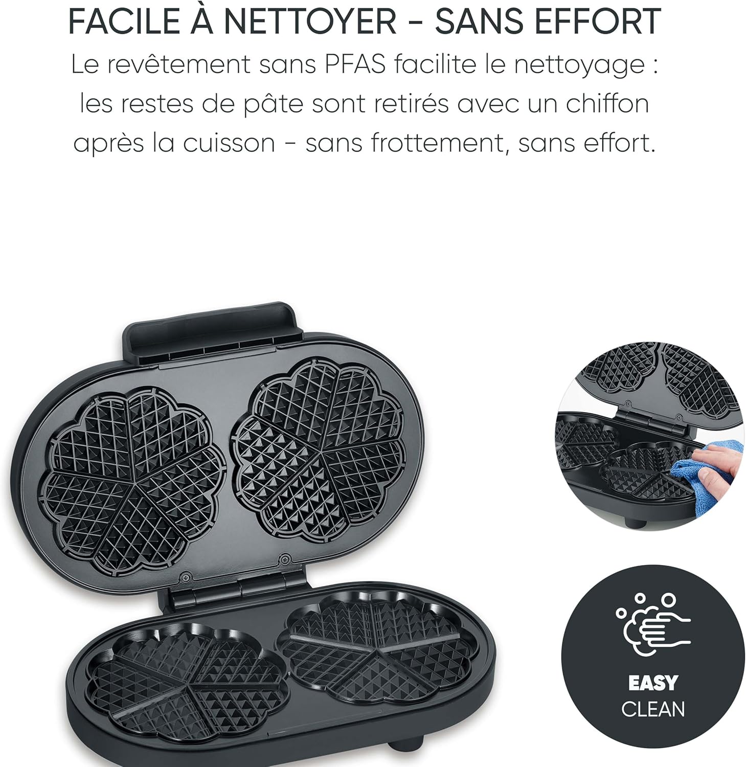 Severin - Gaufrier Duo compact, 1200W, 2 plaques antiadhésives, WA 2119