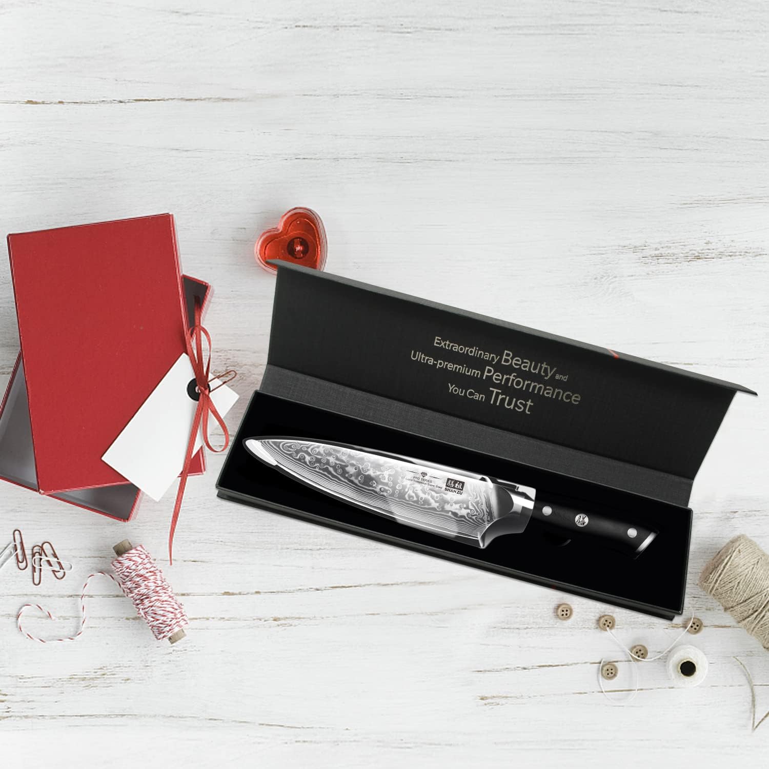 SHAN ZU - PRO Series - 20cm - Couteau chef japonais Damas 67 couches, poignée G10