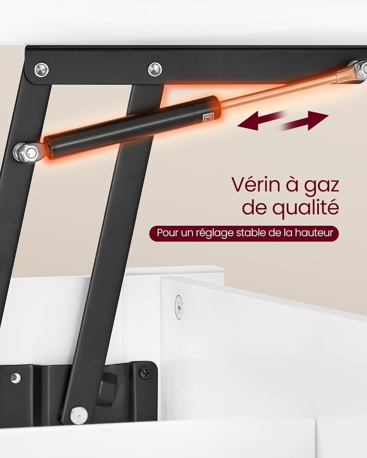 VASAGLE - Table basse relevable, 2 tiroirs, 3 compartiments, blanc, LCT254W02