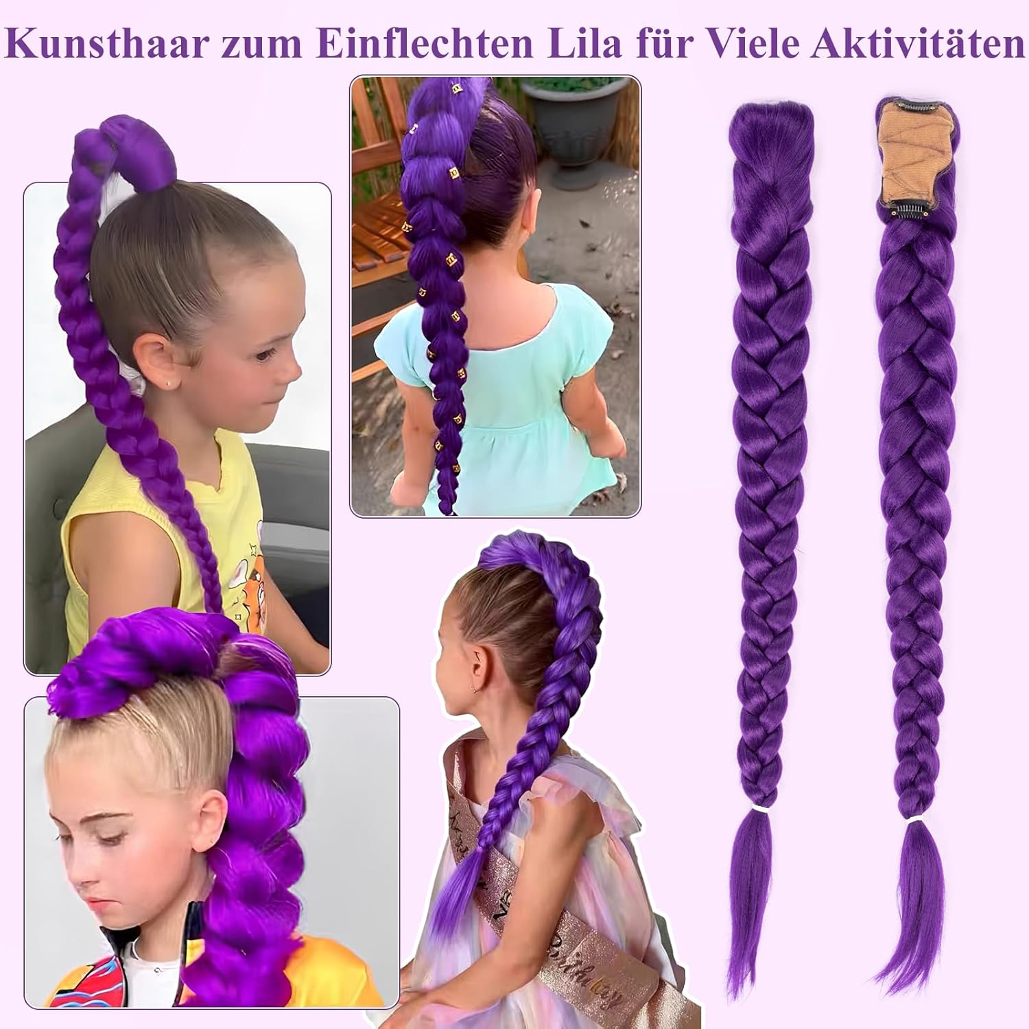 Perruque enfant - extension violette 26