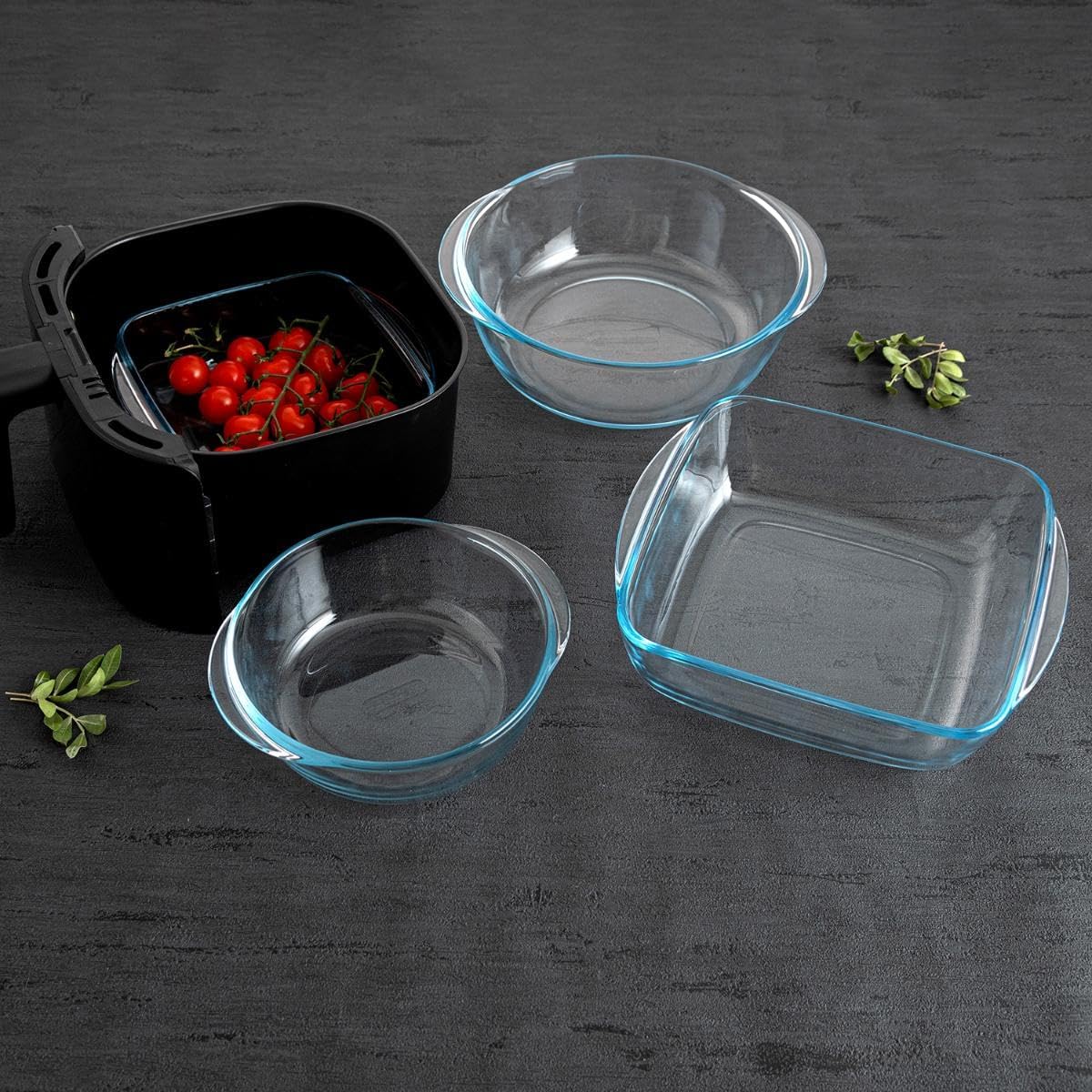 Pyrex - Airfryer carré - 20x17 cm - verre transparent 1L
